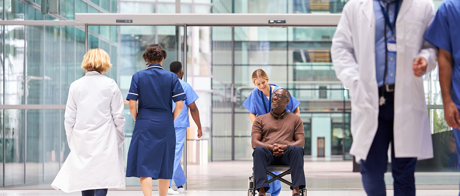 Hospital patient being discharged